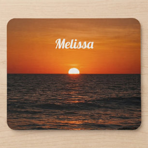 Sunset Ocean Custom Name Mouse Pad