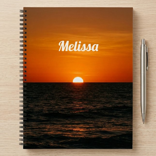 Sunset Ocean Custom Name Wall Art Notebook (Creator Uploaded)