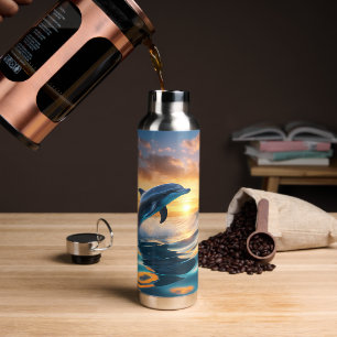 Sunset Ocean Dolphin Water Bottle