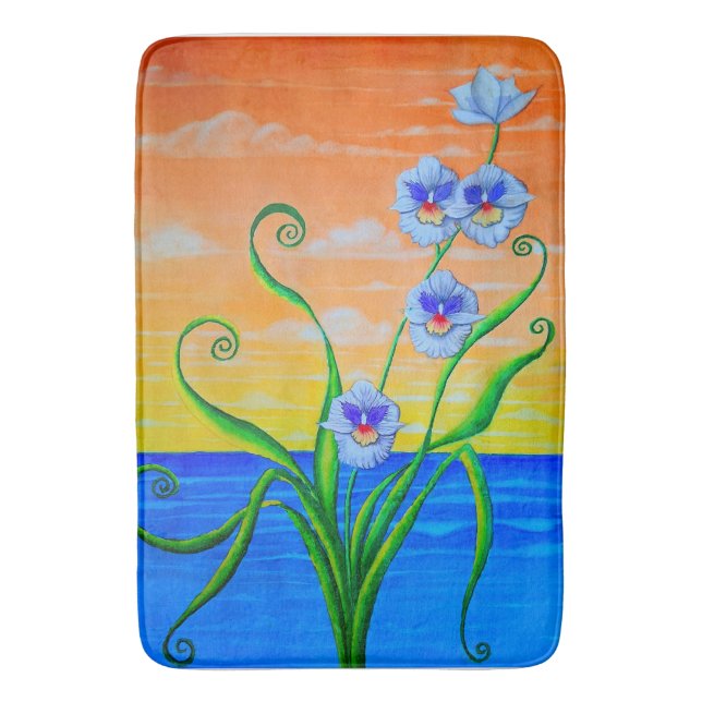 Sunset Ocean Orchids  Bath Mat (Front Vertical)