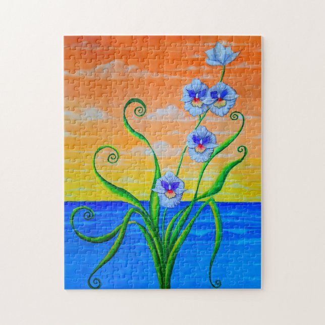 Sunset Ocean Orchids Jigsaw Puzzle (Vertical)