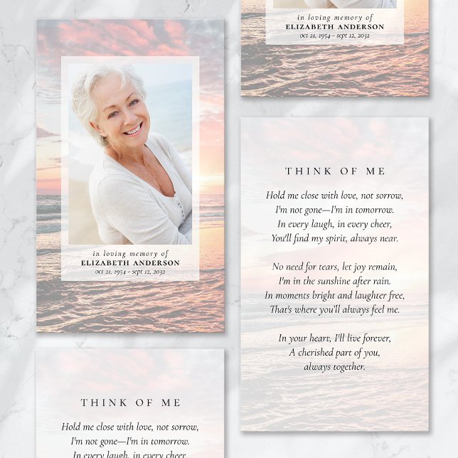 Sunset Ocean Photo Funeral Prayer Card (Creator Uploaded)