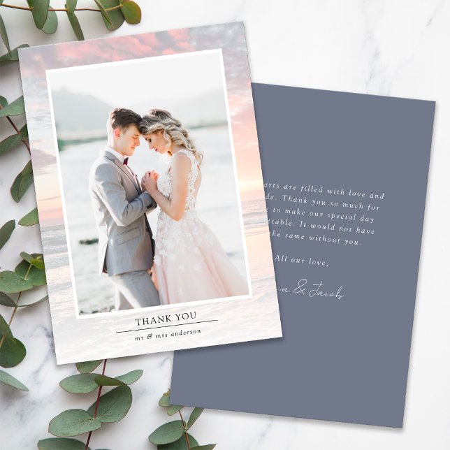 Sunset Ocean Photo Wedding Thank You Card (Creator Uploaded)
