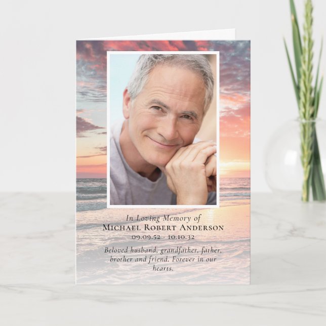 Sunset Ocean Photos Folded Memorial Funeral Programme (Front)