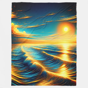 “Sunset Ocean Reverie” Fleece Blanket
