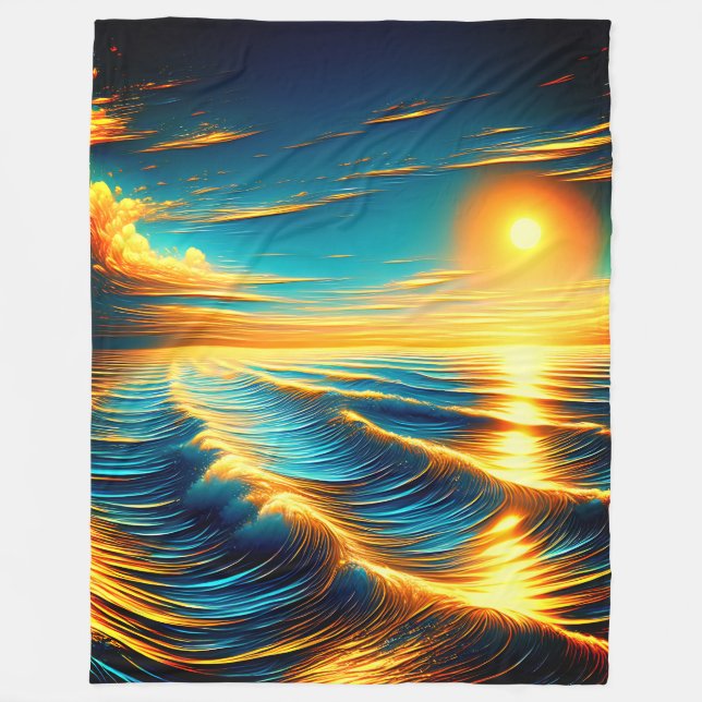  “Sunset Ocean Reverie” Fleece Blanket (Front)