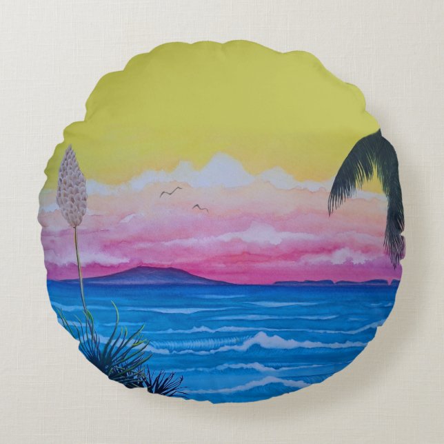 Sunset Ocean  Round Cushion (Front)