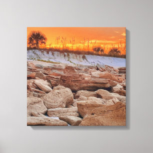 Sunset ocean shoreline Canvas  Print