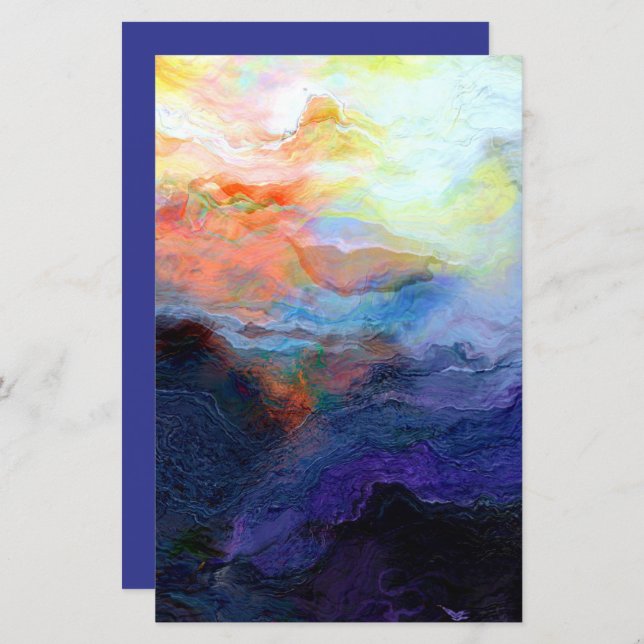 Sunset Ocean Watercolor 5.5x8.5 Scrapbook Paper (Front/Back)