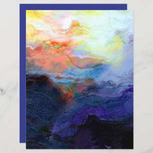Sunset Ocean Watercolor 8.5x11 Scrapbook Paper