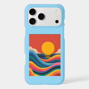 Sunset Ocean Waves Abstract Bauhaus iPhone Case