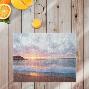 Sunset Ocean Waves Monterey California Photo Jigsaw Puzzle