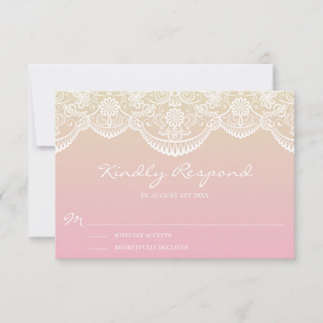 Sunset Ombre Lace Pattern Wedding RSVP (Front)