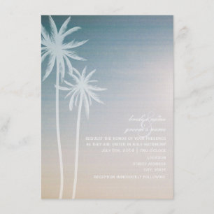 Sunset Ombré Palm Trees Beach Wedding Invitation