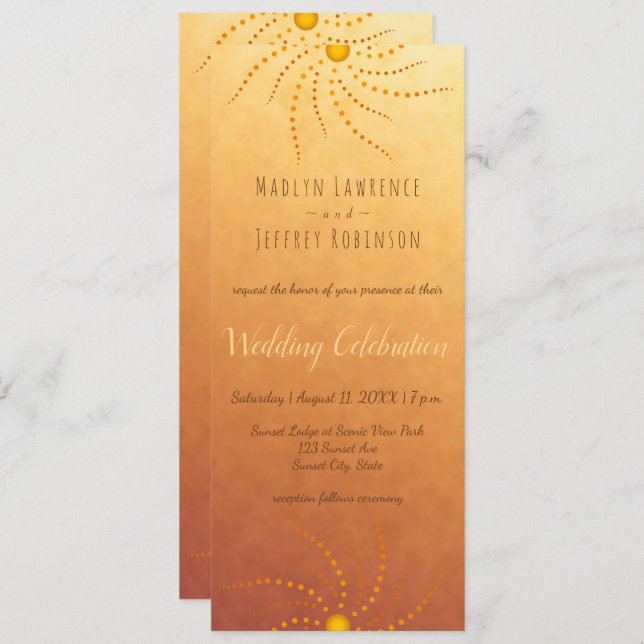 Sunset ombre sunny dots mandala wedding invitation (Front/Back)