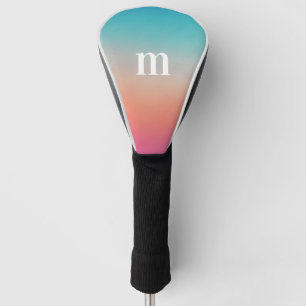 Sunset Ombre Turquoise to Pink Initial Golf Head Cover