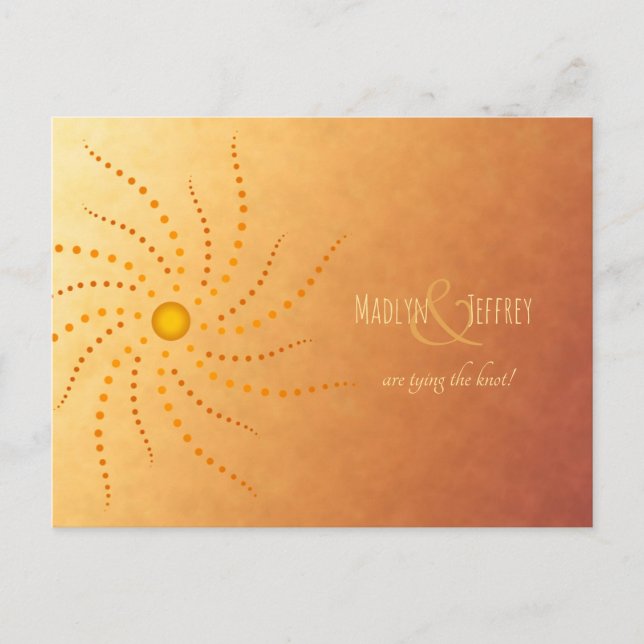 sunset ombre wedding save-the-date announcement postcard (Front)