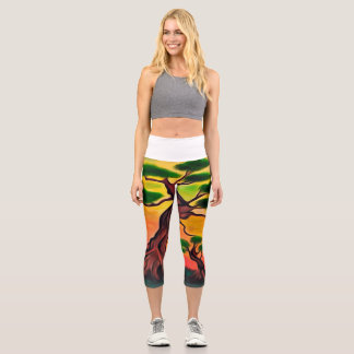 Sunset on a hill capri leggings