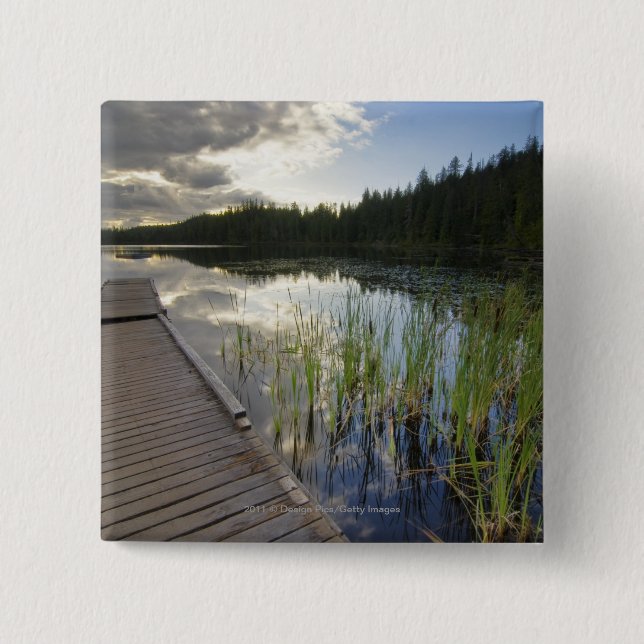Sunset On A Small Lake 15 Cm Square Badge (Front)