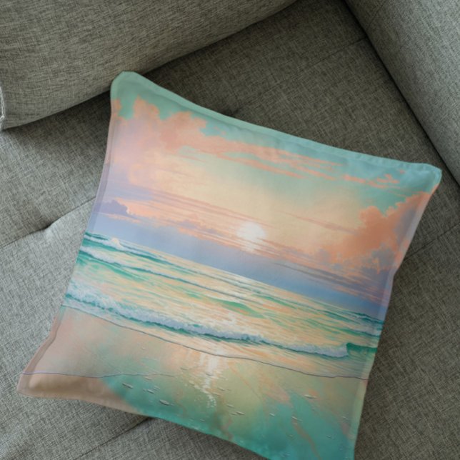 Sunset on a tranquil beach landscape cushion (Creator Uploaded)