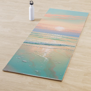 Sunset on a tranquil beach landscape yoga mat