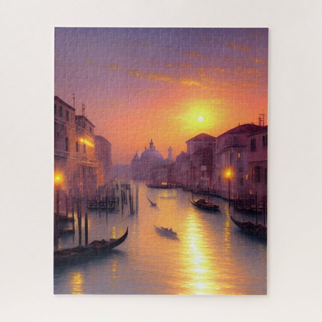 Sunset On A Venice Canal Digital Art    Jigsaw Puzzle (Vertical)