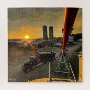 Sunset On An Alberta Farm Jigsaw Puzzle