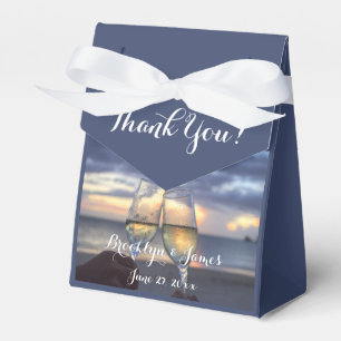 Sunset On Beach Blue Wedding Favour Boxes