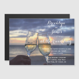 Sunset On Beach Wedding Invitations Magnets