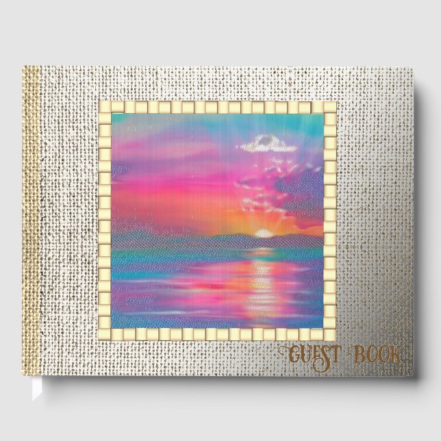 Sunset on Burlap Guest Book (Front)