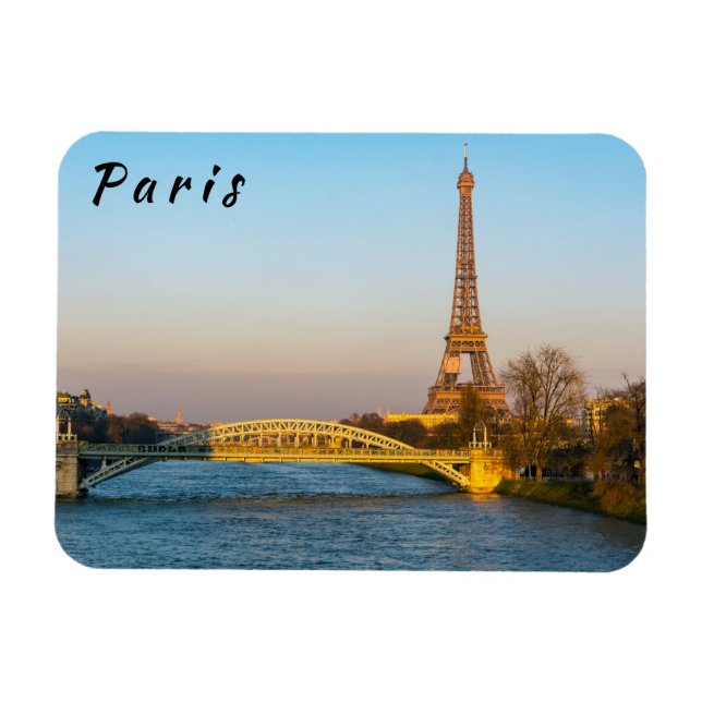 Sunset on Eiffel tower and Pont Rouelle - Paris Magnet (Horizontal)