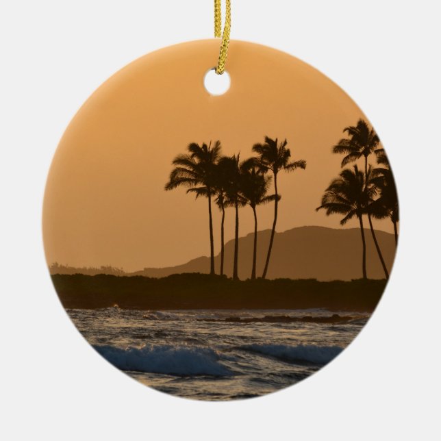 Sunset on Kauai Ceramic Tree Decoration (Front)