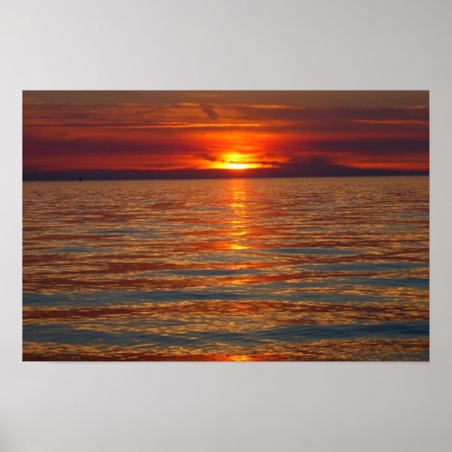 Sunset on Lake Michigan 4 Poster (Front)