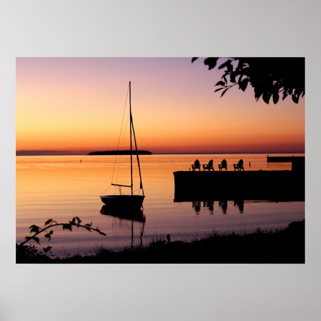 Sunset on Lake Silhouette Poster (Front)