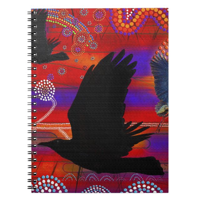 Sunset on Lake Wendouree Australian Aboriginal Art Spiral Notebook (Front)