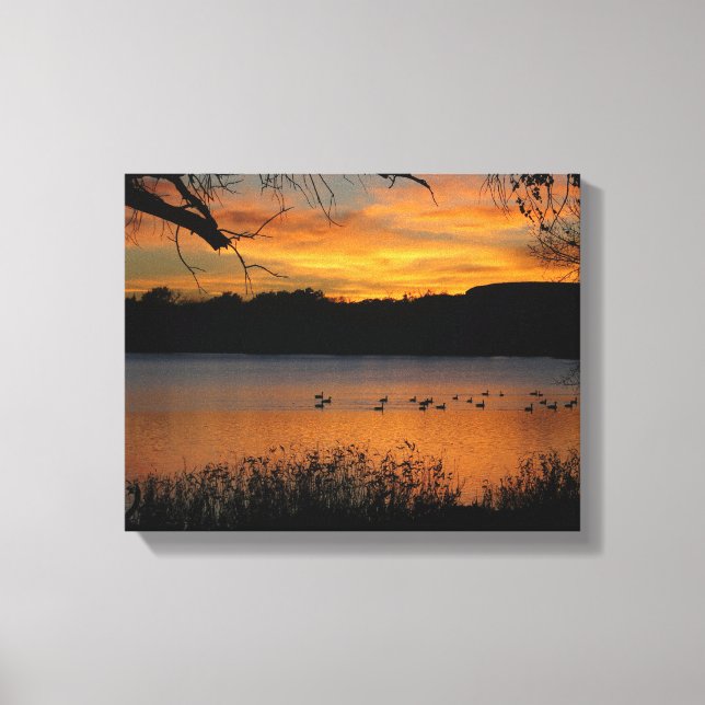 Sunset on Lake Wrapped Canvas Print (Front)