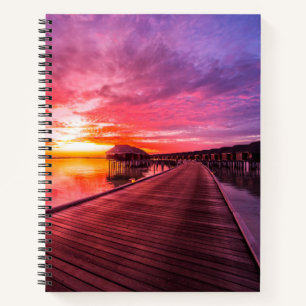 Sunset on Maldives Island Water Villas Resort Notebook