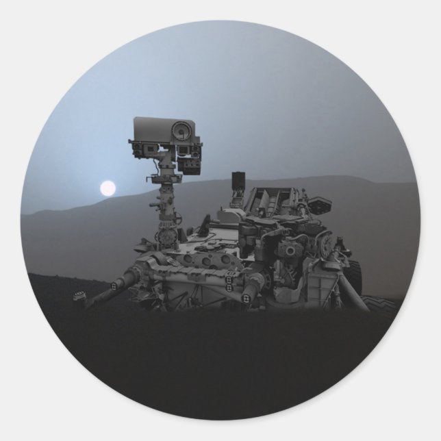 Sunset on Mars Curiosity Rover Classic Round Sticker (Front)