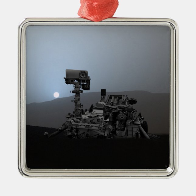Sunset on Mars Curiosity Rover Metal Tree Decoration (Front)