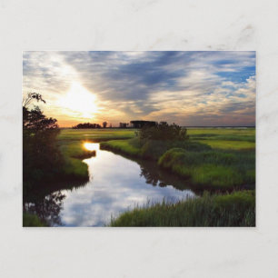 Sunset on Marsh Bombay Hook Deleware Postcard