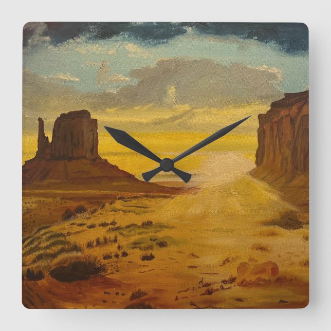Sunset on Monument Valley, by Gary Poling Square Wall Clock (Front)
