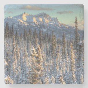 Sunset on Mount Fellows Stone Coaster