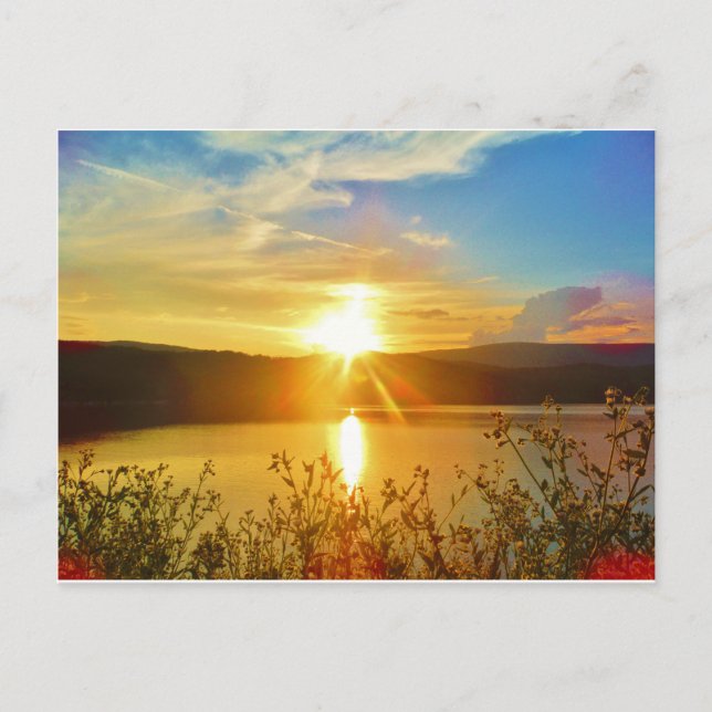 Sunset on mountain Lake Arrowhead Postcard (Front)