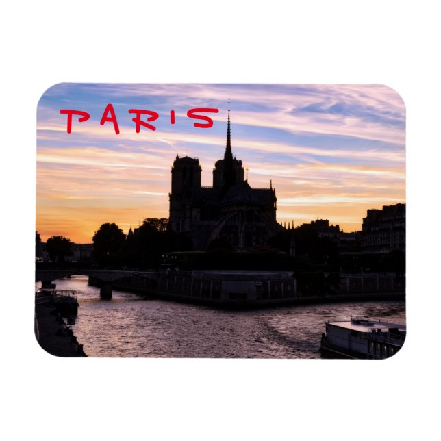 Sunset on Notre Dame de Paris - Paris, France Magnet (Horizontal)