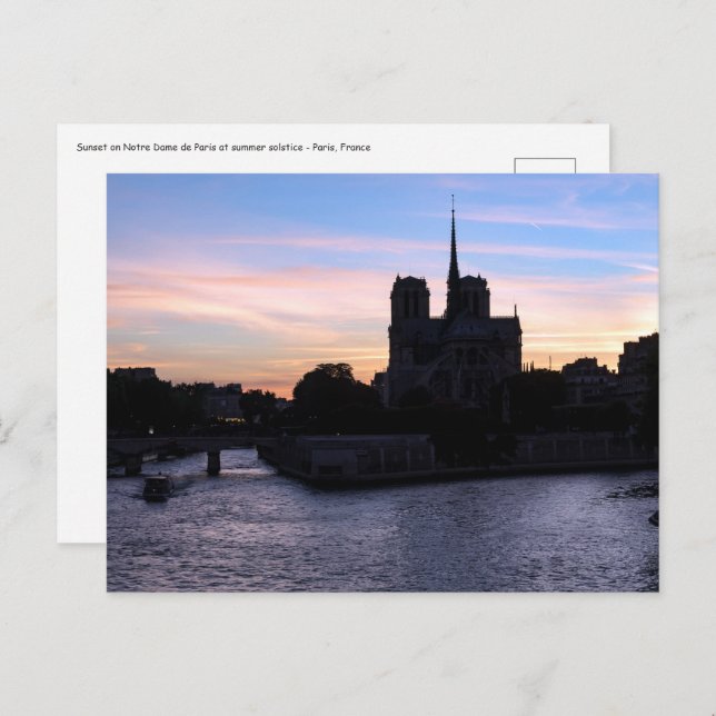 Sunset on Notre Dame de Paris Postcard (Front/Back)