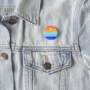 Sunset on ocean watercolor  Abstract art Ombre   3 Cm Round Badge