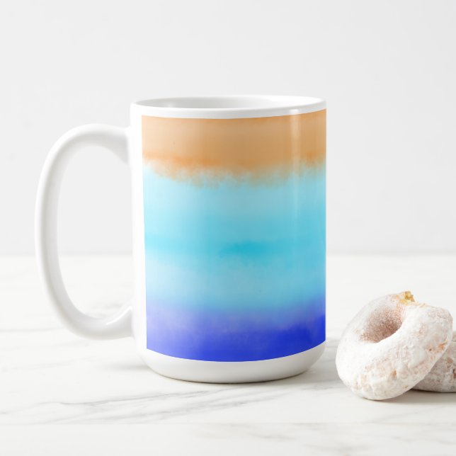 Sunset on ocean watercolor  Abstract art Ombre Coffee Mug (With Donut)