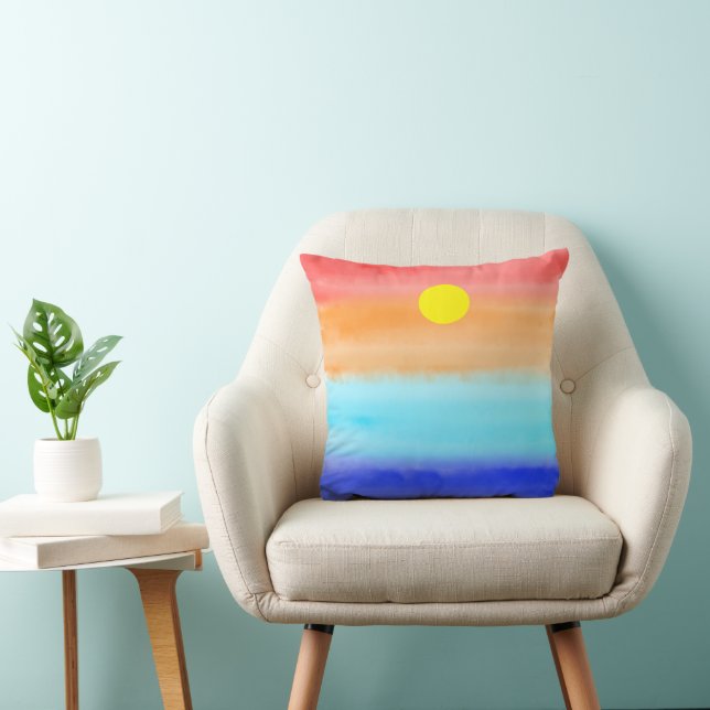 Sunset on ocean watercolor  Abstract art Ombre   Cushion (Chair)