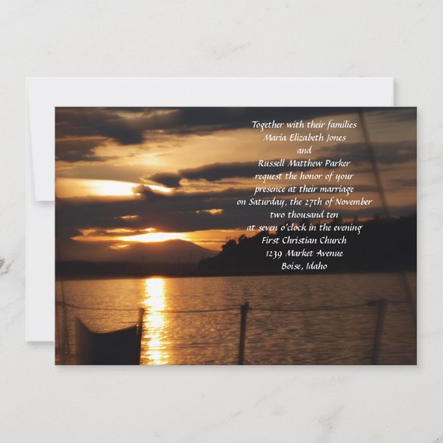 Sunset on on a Sail Boat Wedding Invitation (Front)
