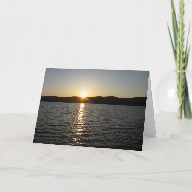 Sunset on Onota Lake: Horizontal Thank You Card (Front)